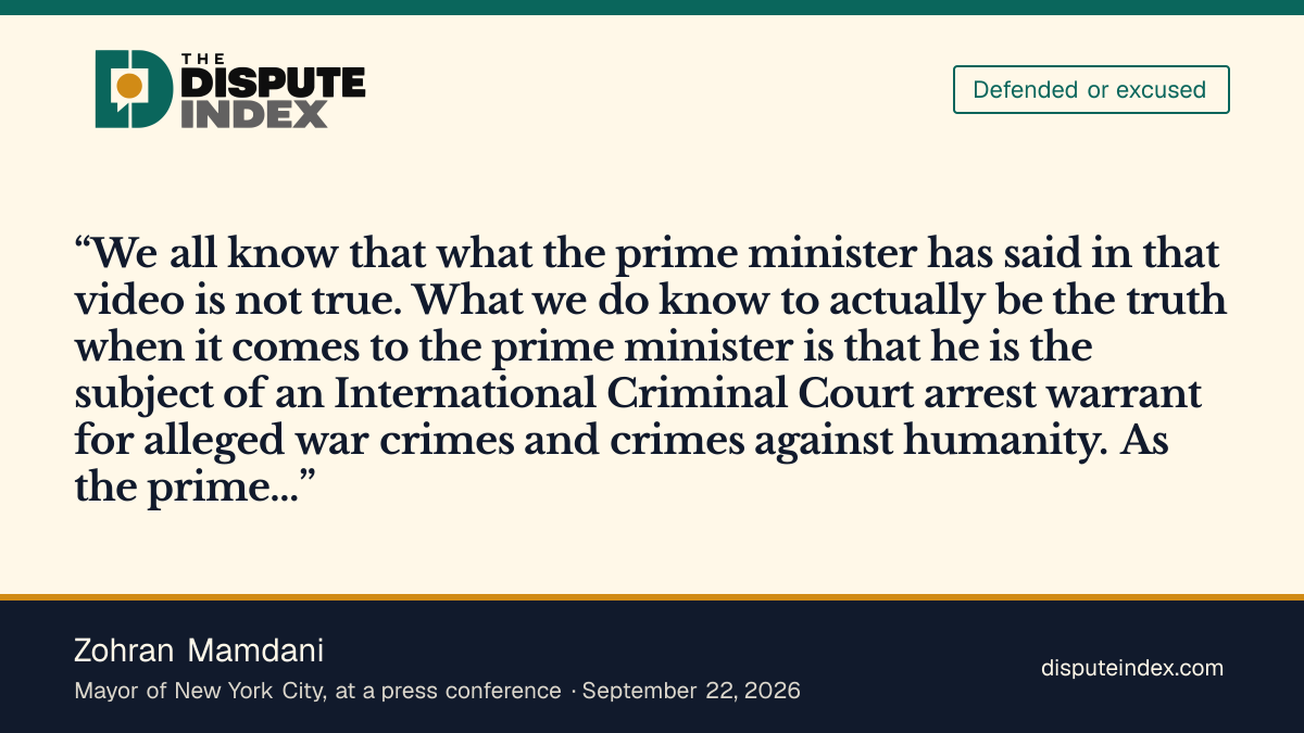 Quote card: Zohran Mamdani, Mamdani rejects Netanyahu’s accusation and reiterates his accountability case