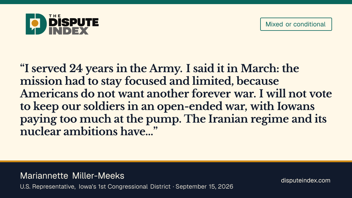 Quote card: Mariannette Miller-Meeks, Statement on voting for H.Con.Res. 93