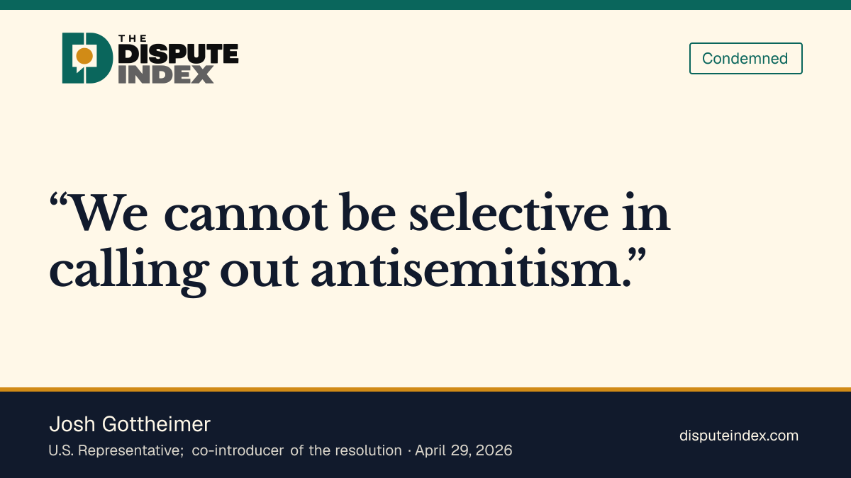Quote card: Josh Gottheimer, Josh Gottheimer backs resolution condemning Piker's Hamas-Israel remark
