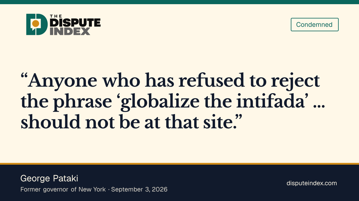 Quote card: George Pataki, George Pataki says Mamdani should skip 9/11 memorial over Piker ties