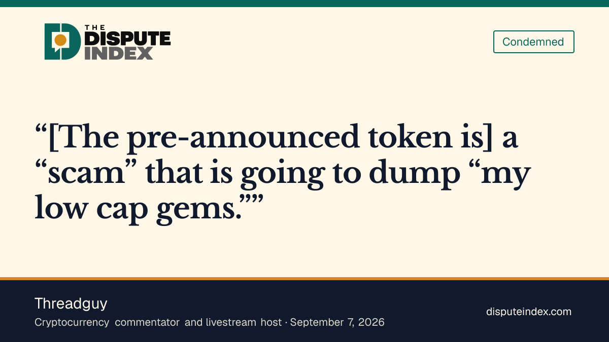 Quote card: Threadguy, Threadguy calls Hunter Biden's LAPTOP token a scam