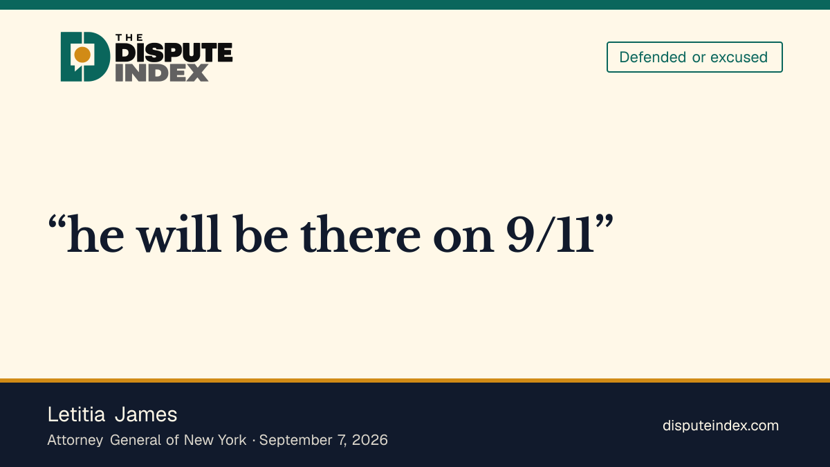 Quote card: Letitia James, Letitia James says Mamdani will attend New York's 9/11 memorial