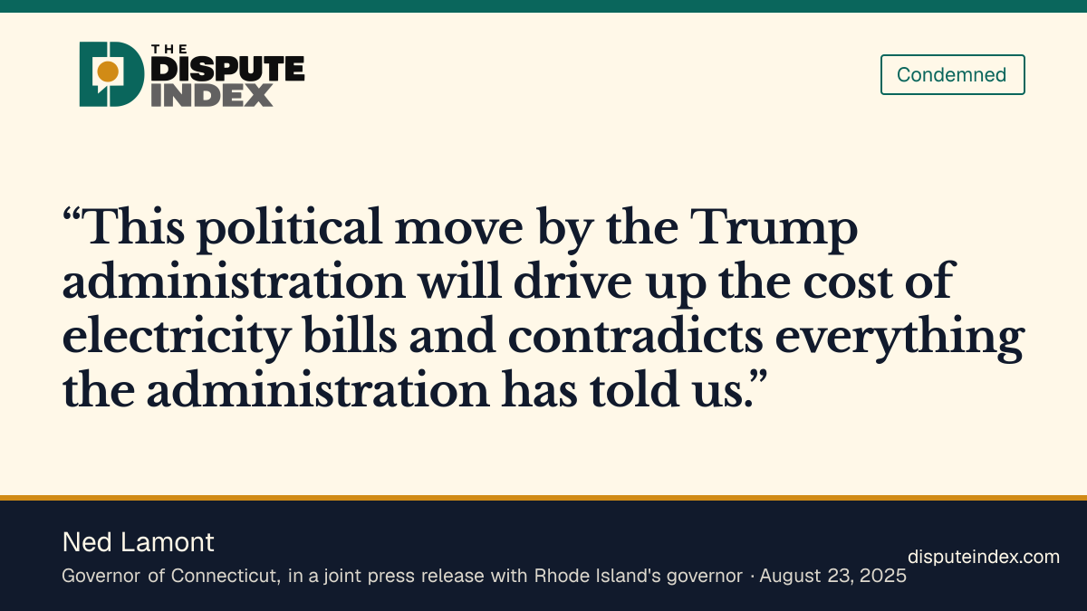 Quote card: Ned Lamont, Lamont calls the first Revolution Wind halt a "political move"