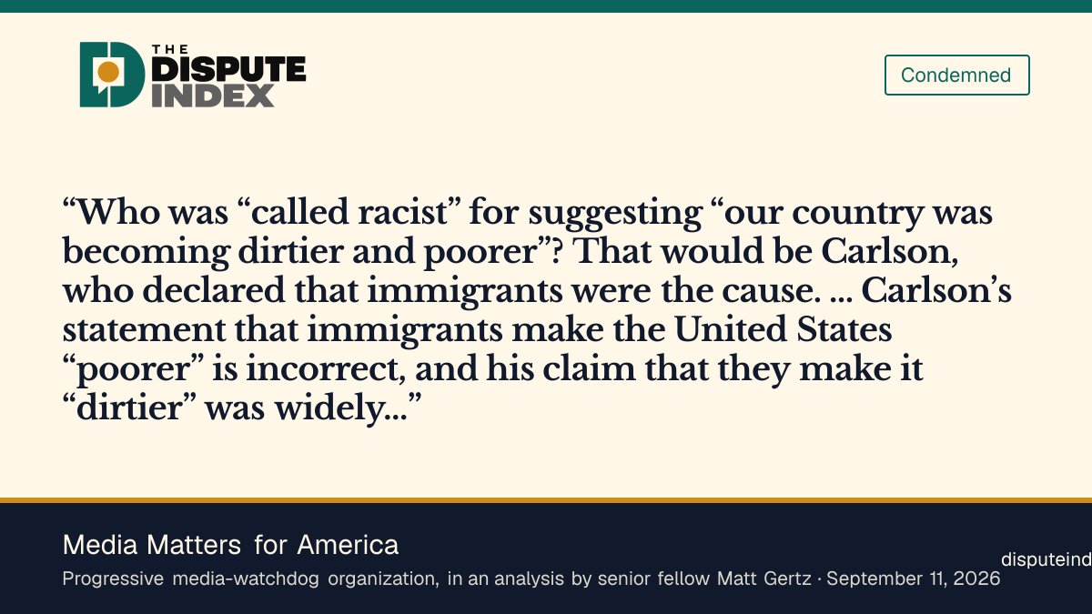 Quote card: Media Matters for America, Media Matters says Vance gave “a wink and a nod” to Tucker Carlson’s “dirtier” claim