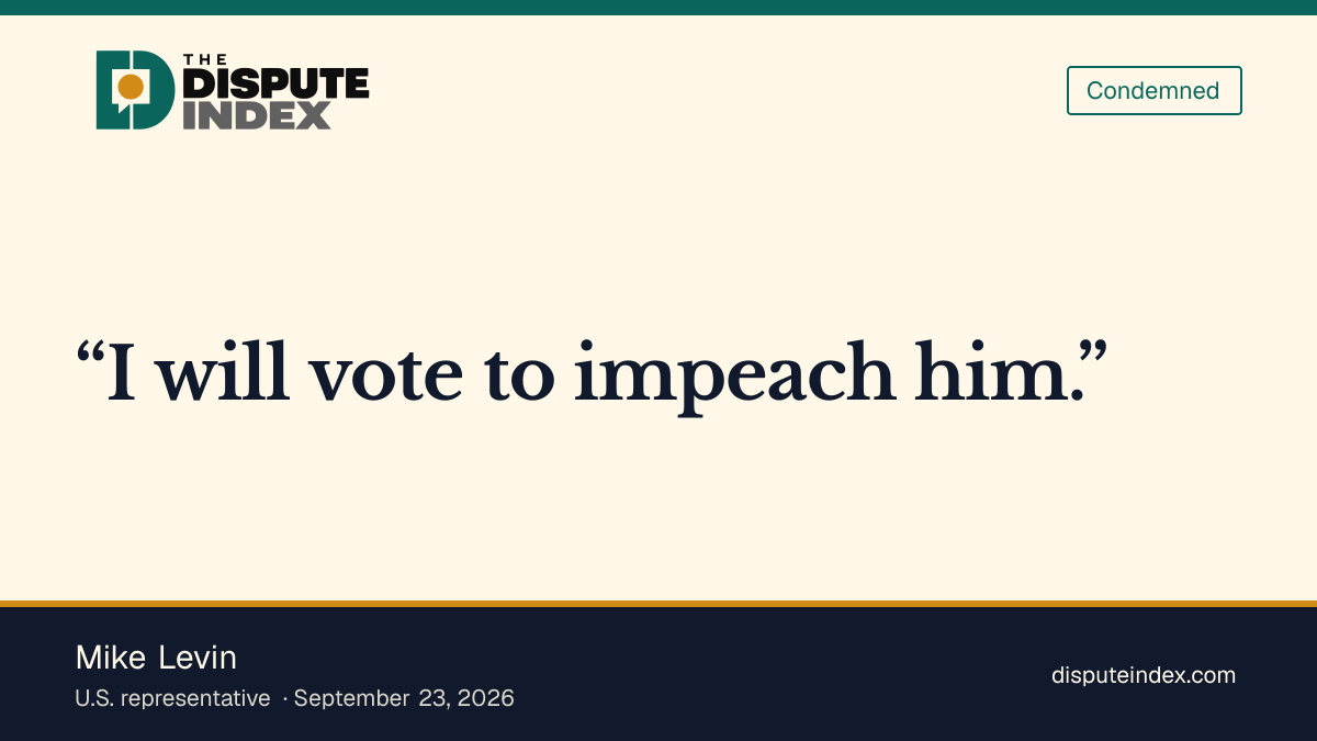 Quote card: Mike Levin, Mike Levin says he will vote to impeach Hegseth