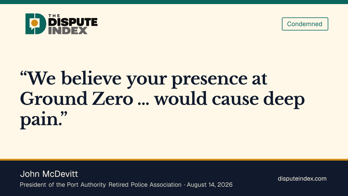Quote card: John McDevitt, John McDevitt asks Zohran Mamdani to skip Ground Zero on 9/11