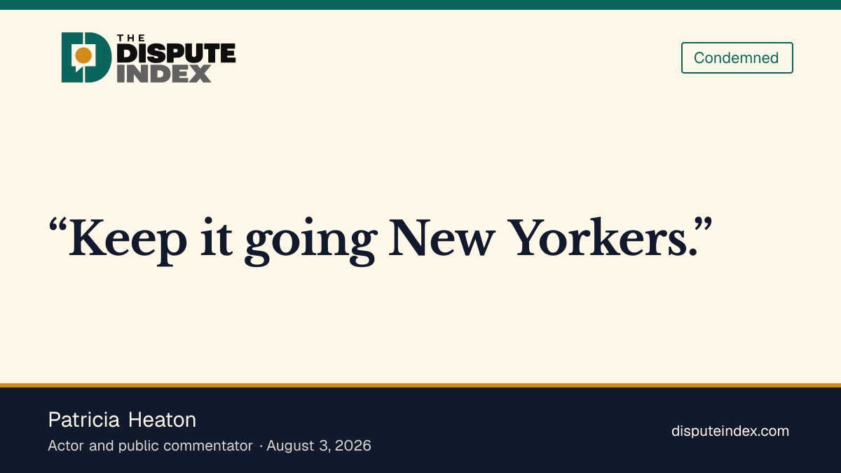 Quote card: Patricia Heaton, Patricia Heaton backs petition to bar Mamdani from 9/11 ceremony