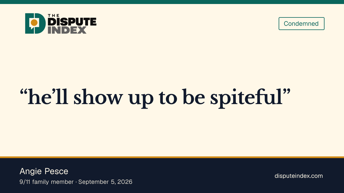Quote card: Angie Pesce, Angie Pesce expects Mamdani to attend the 9/11 memorial out of spite