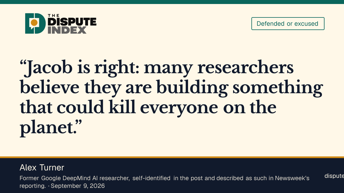 Quote card: Alex Turner, Alex Turner backs Coxon's warning that advanced AI could kill everyone
