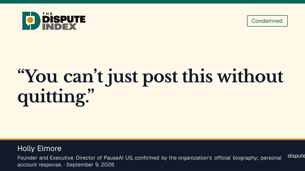 Quote card: Holly Elmore, Holly Elmore says Anna Wang should quit over her AI risk post