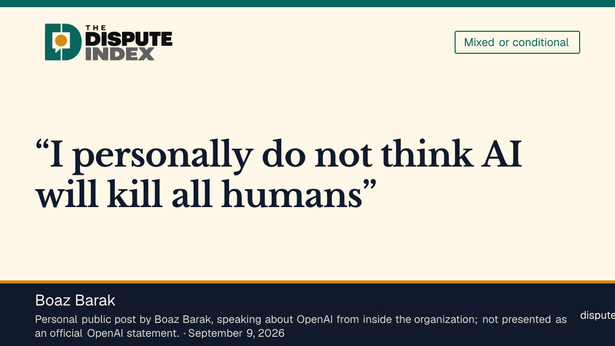 Quote card: Boaz Barak, Boaz Barak doubts AI will kill all humans, urges safety coordination