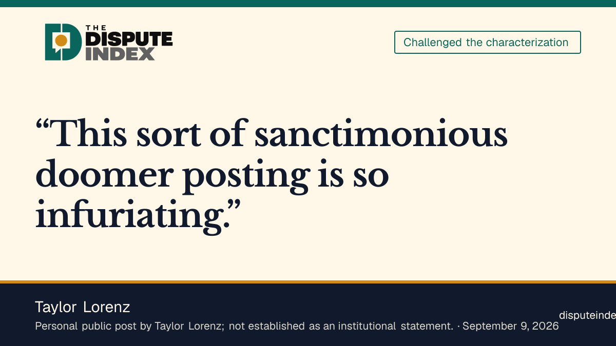 Quote card: Taylor Lorenz, Taylor Lorenz calls AI doomer warnings sanctimonious and fear-driven