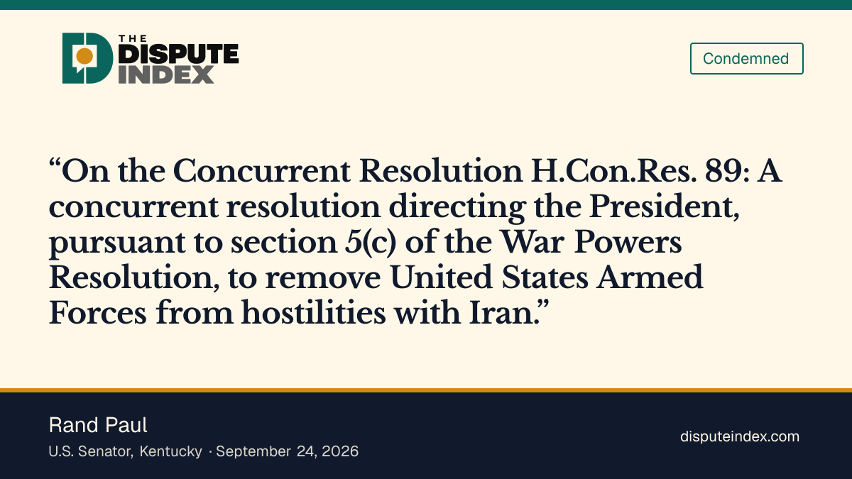 Quote card: Rand Paul, Senate vote: Yea on H.Con.Res. 89 (Iran war powers)