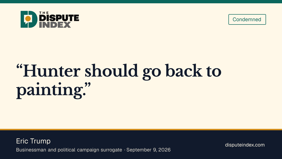 Quote card: Eric Trump, Eric Trump mocks Hunter Biden after $LAPTOP token's price collapse