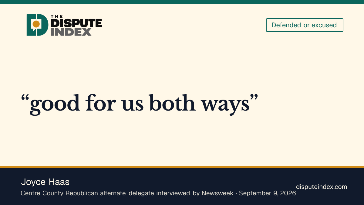 Quote card: Joyce Haas, Joyce Haas says Fetterman's help is good for Republicans either way