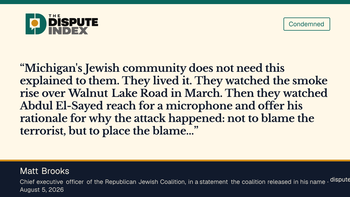 Quote card: Matt Brooks, Matt Brooks criticizes El-Sayed's explanation of the Temple Israel attack