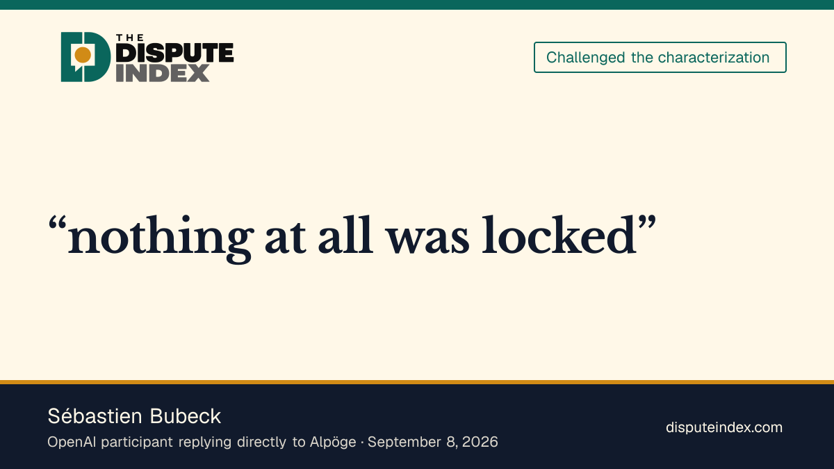 Quote card: Sébastien Bubeck, Sébastien Bubeck denies OpenAI's authorship talks with Alpöge were closed
