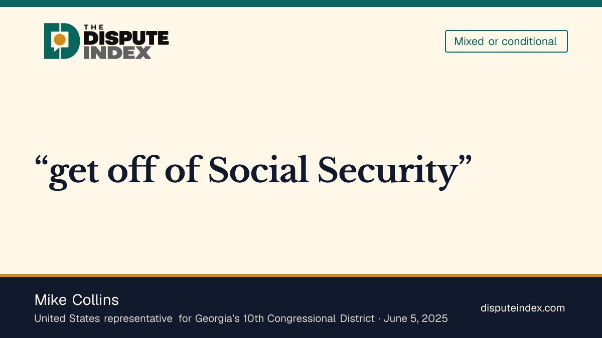 Quote card: Mike Collins, Mike Collins's 2025 radio remarks on taxes, work and Social Security