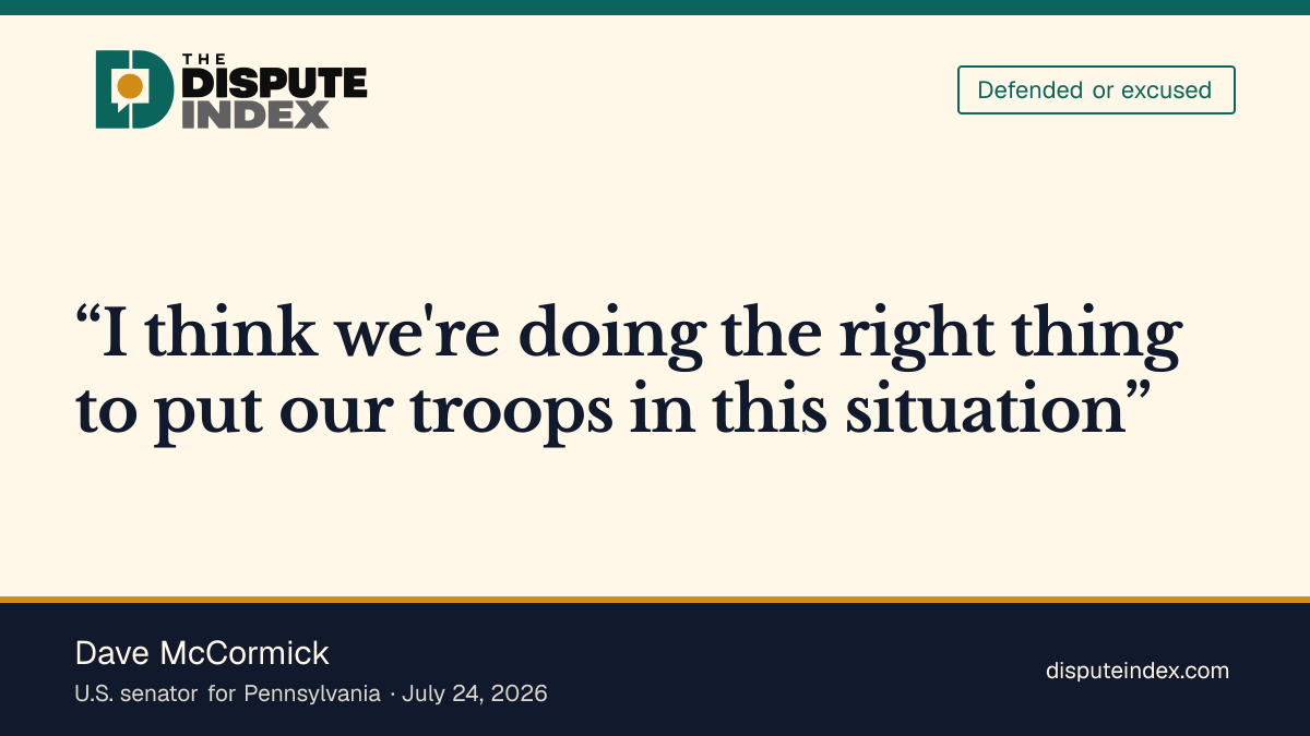 Quote card: Dave McCormick, Dave McCormick backs U.S. military action against Iran