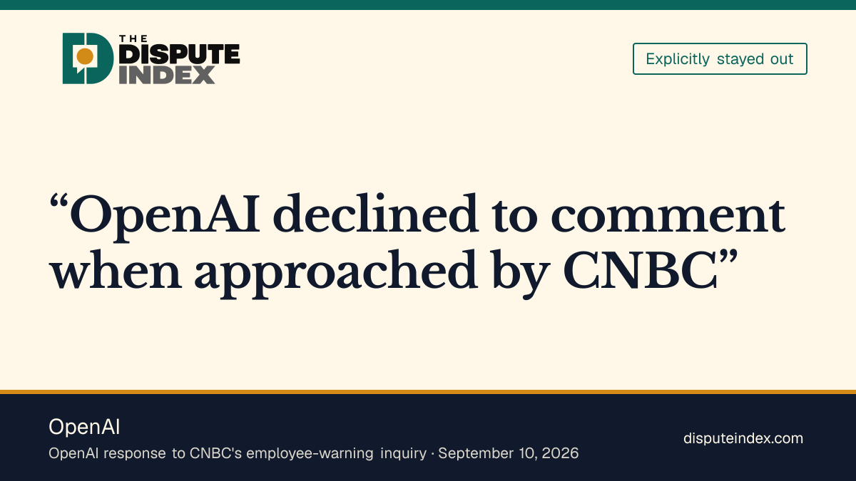 Quote card: OpenAI, OpenAI declines to comment on employee AI-safety warnings