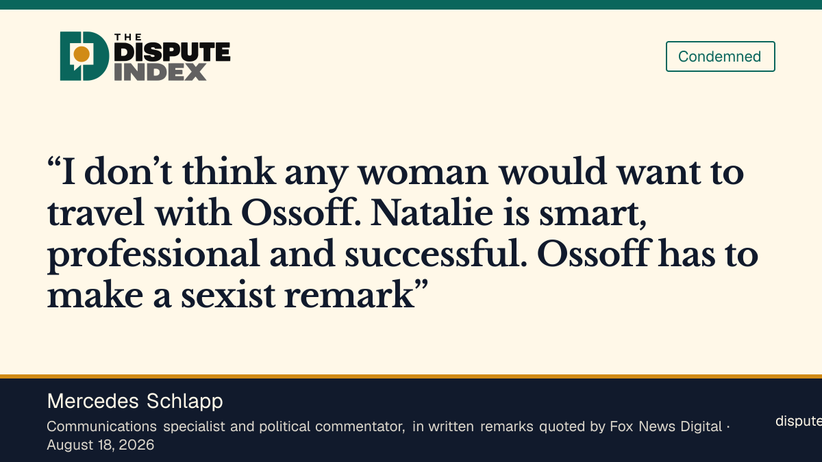 Quote card: Mercedes Schlapp, Mercedes Schlapp calls Ossoff's remark about Natalie Harp sexist