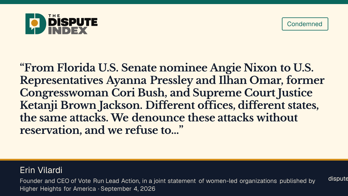 Quote card: Erin Vilardi, Vote Run Lead Action founder Erin Vilardi says the attacks on Black women in public life form a pattern