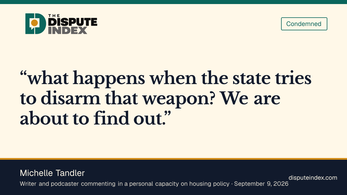Quote card: Michelle Tandler, Michelle Tandler criticizes Cea Weaver's housing rhetoric in rent regulation debate