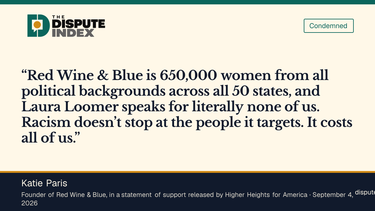 Quote card: Katie Paris, Red Wine & Blue founder Katie Paris says Loomer speaks for none of its 650,000 women