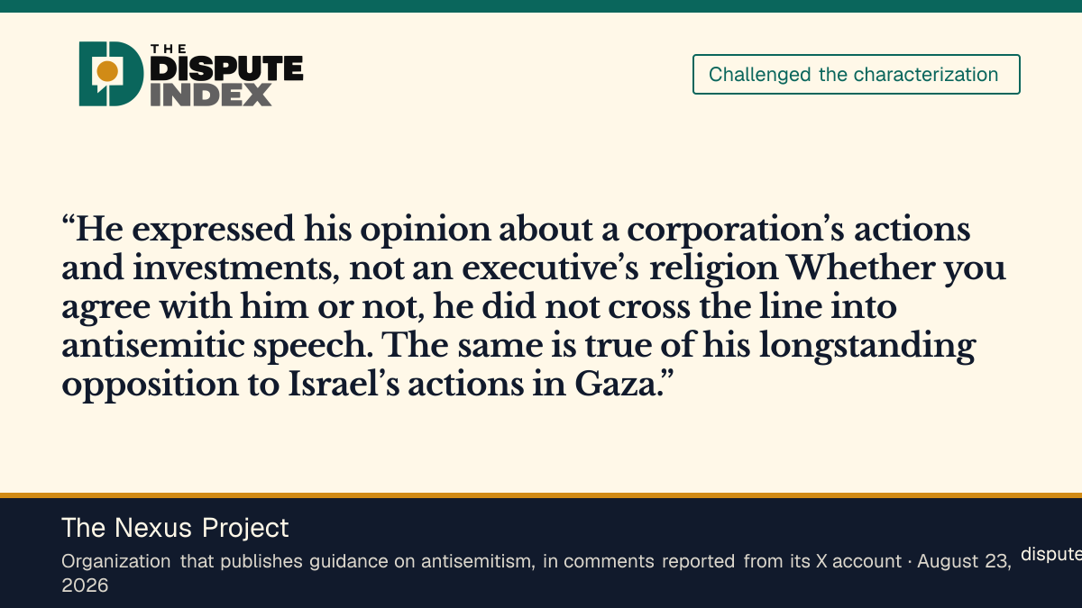 Quote card: The Nexus Project, The Nexus Project says Ruffalo did not cross into antisemitic speech