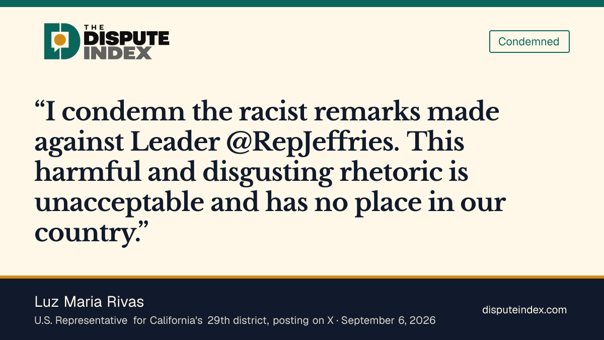 Quote card: Luz Maria Rivas, Luz Rivas calls the remarks made against Jeffries racist and unacceptable