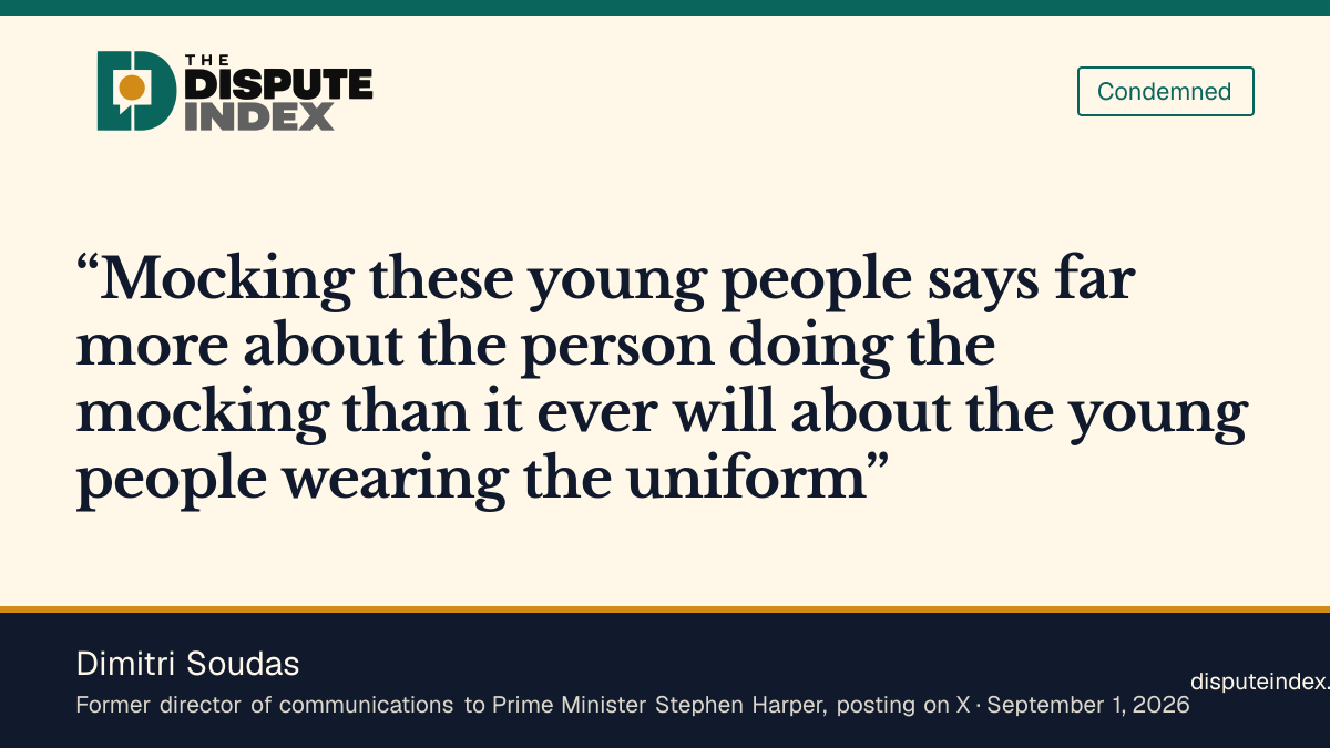 Quote card: Dimitri Soudas, Dimitri Soudas says mocking cadets reflects on the person doing it