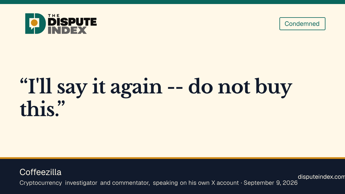Quote card: Coffeezilla, Coffeezilla renews warning against buying Hunter Biden's $LAPTOP token