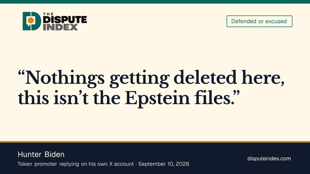 Quote card: Hunter Biden, Hunter Biden rejects call to delete his LAPTOP memecoin project