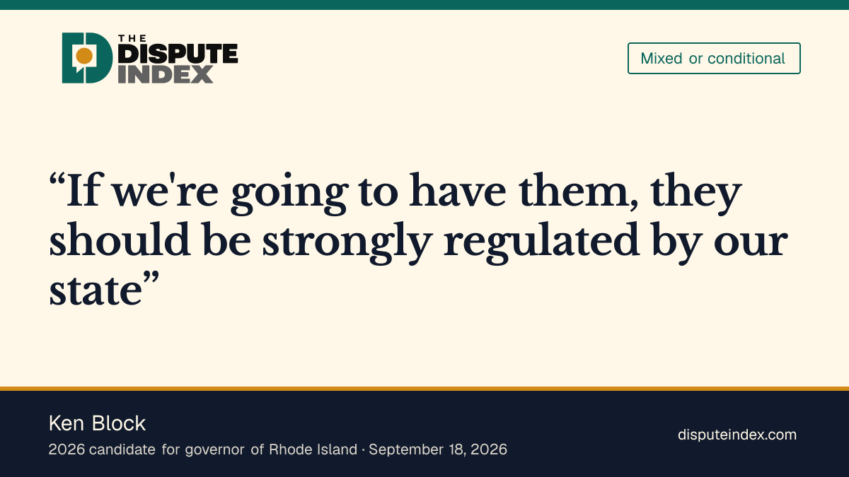 Quote card: Ken Block, Block said he opposed ongoing Flock use in Rhode Island and called for strong state regulation if the cameras remain.