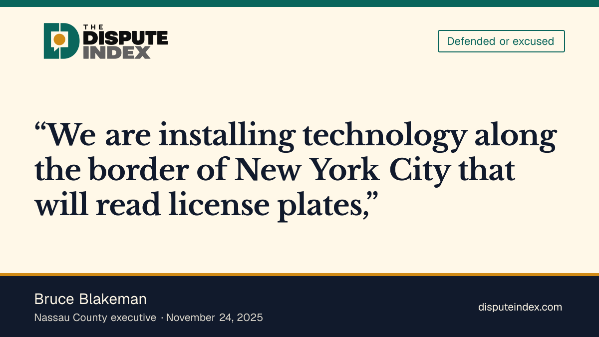 Quote card: Bruce Blakeman, Blakeman endorsed readers at Nassau County's boundary