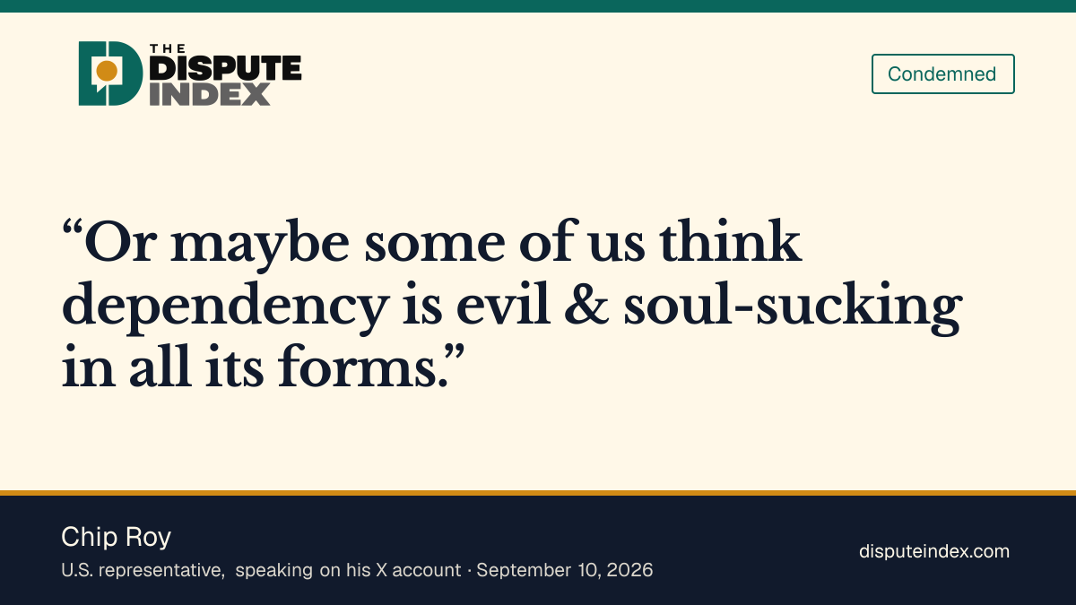 Quote card: Chip Roy, Chip Roy says Trump's $5,000 pledge encourages harmful dependency