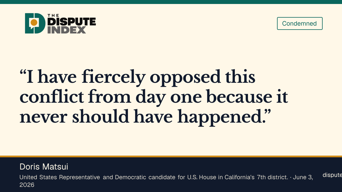 Quote card: Doris Matsui, Matsui says she has opposed the Iran war from the start