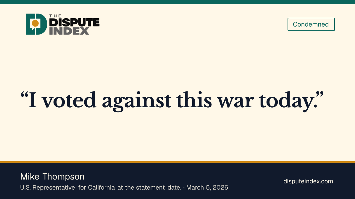 Quote card: Mike Thompson, Thompson explains his opposition to the Iran war