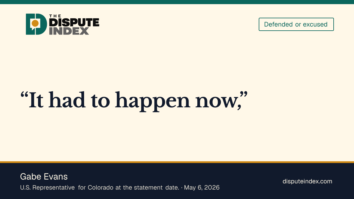 Quote card: Gabe Evans, Gabe Evans defends attacking Iran as necessary to prevent a nuclear-armed Iran and predicts lower fuel prices when the conflict ends