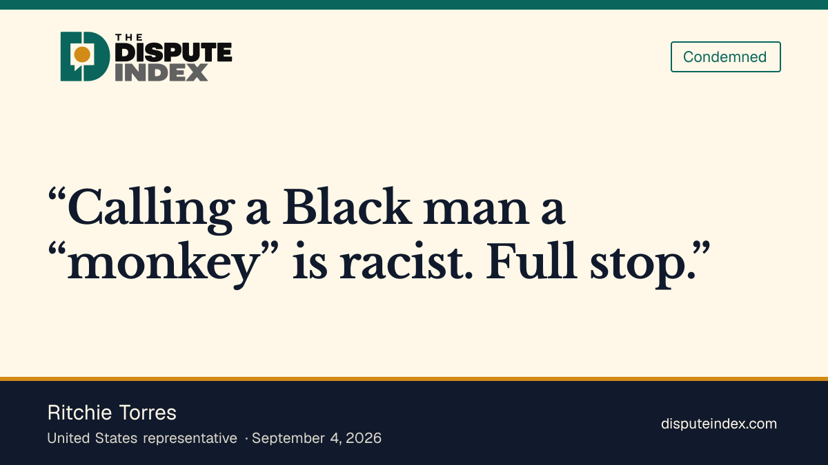 Quote card: Ritchie Torres, Ritchie Torres calls Rula Jebreal's 'monkey' remark about Jeffries racist