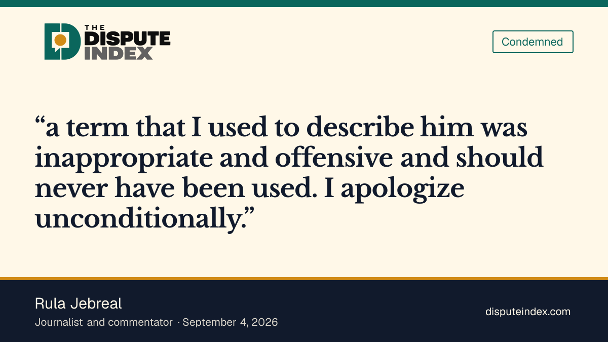 Quote card: Rula Jebreal, Rula Jebreal apologizes for her wording about Jeffries, defends her critique