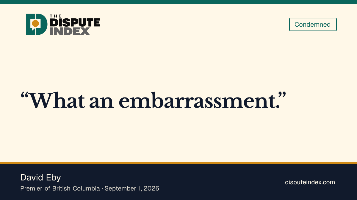 Quote card: David Eby, David Eby condemns Pete Hegseth's post mocking Canadian cadets