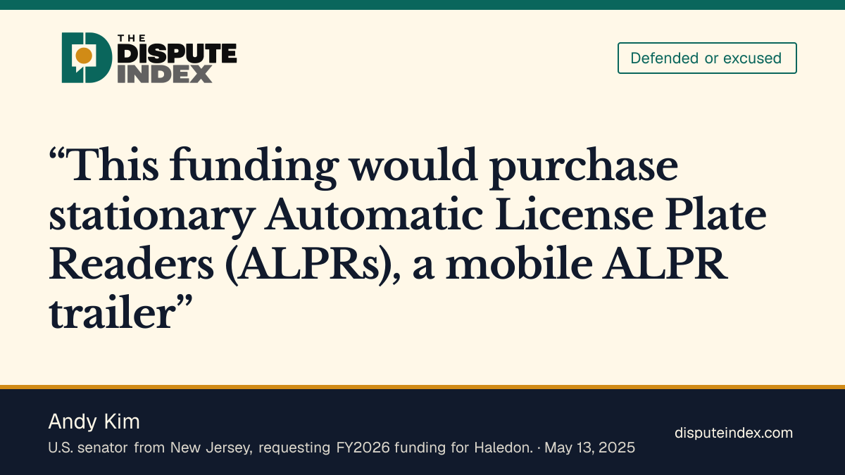 Quote card: Andy Kim, Kim supports funding stationary plate readers in Haledon