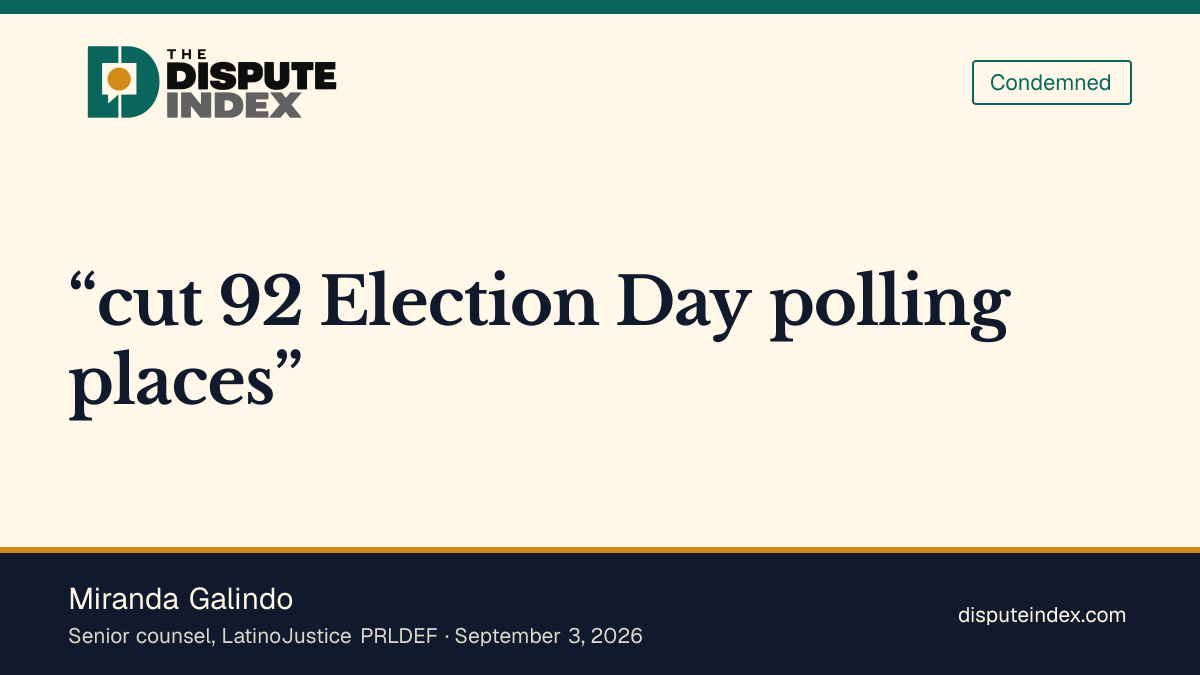 Quote card: Miranda Galindo, Miranda Galindo opposes Tarrant County's polling-site cuts