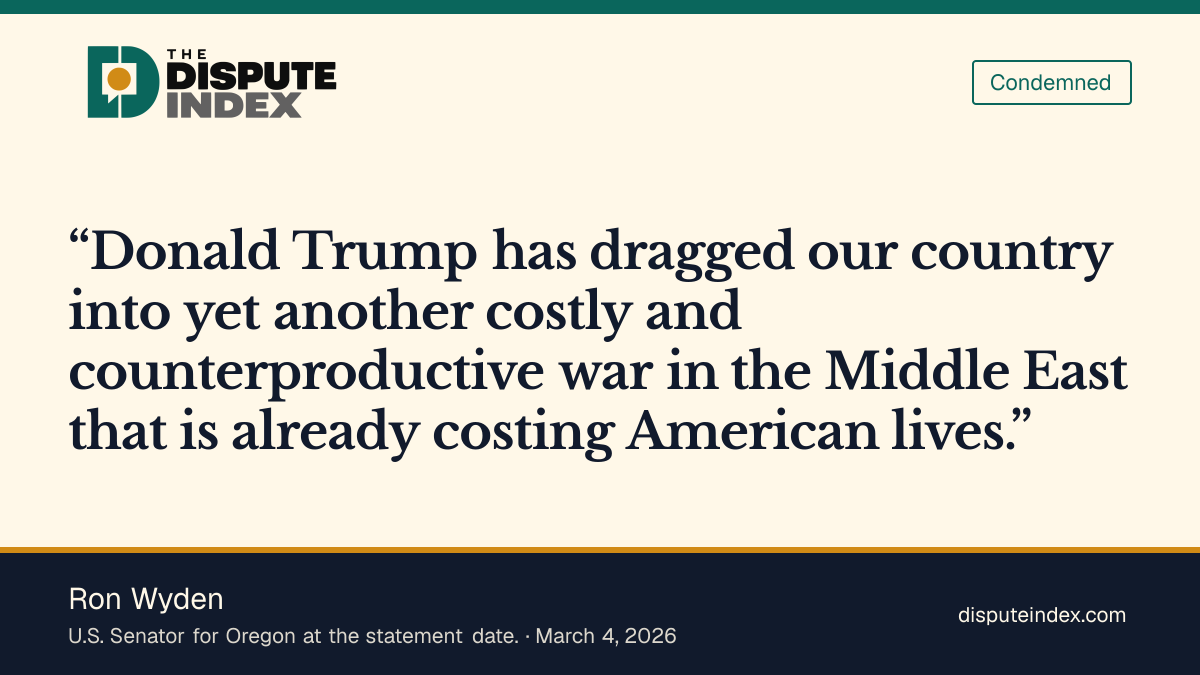 Quote card: Ron Wyden, Ron Wyden on the Iran war