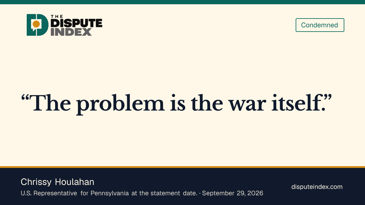 Quote card: Chrissy Houlahan, Chrissy Houlahan on the Iran war