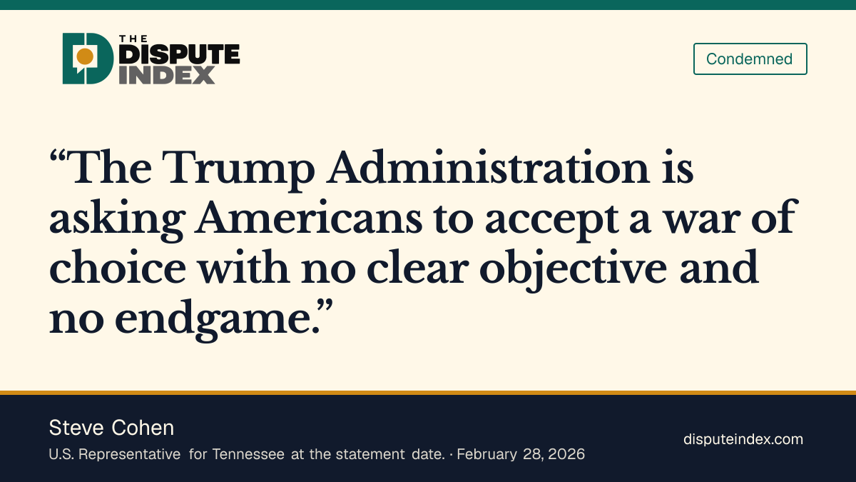 Quote card: Steve Cohen, Steve Cohen on the Iran war