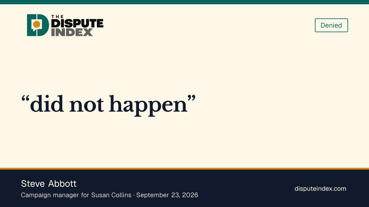 Quote card: Steve Abbott, Steve Abbott denied that Collins exchanged contracts for campaign money and rejected the allegation that her campaign charged for meetings
