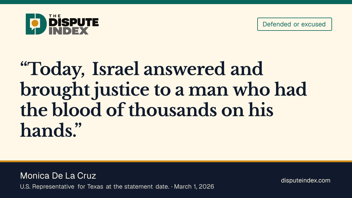 Quote card: Monica De La Cruz, Monica De La Cruz on the Iran war