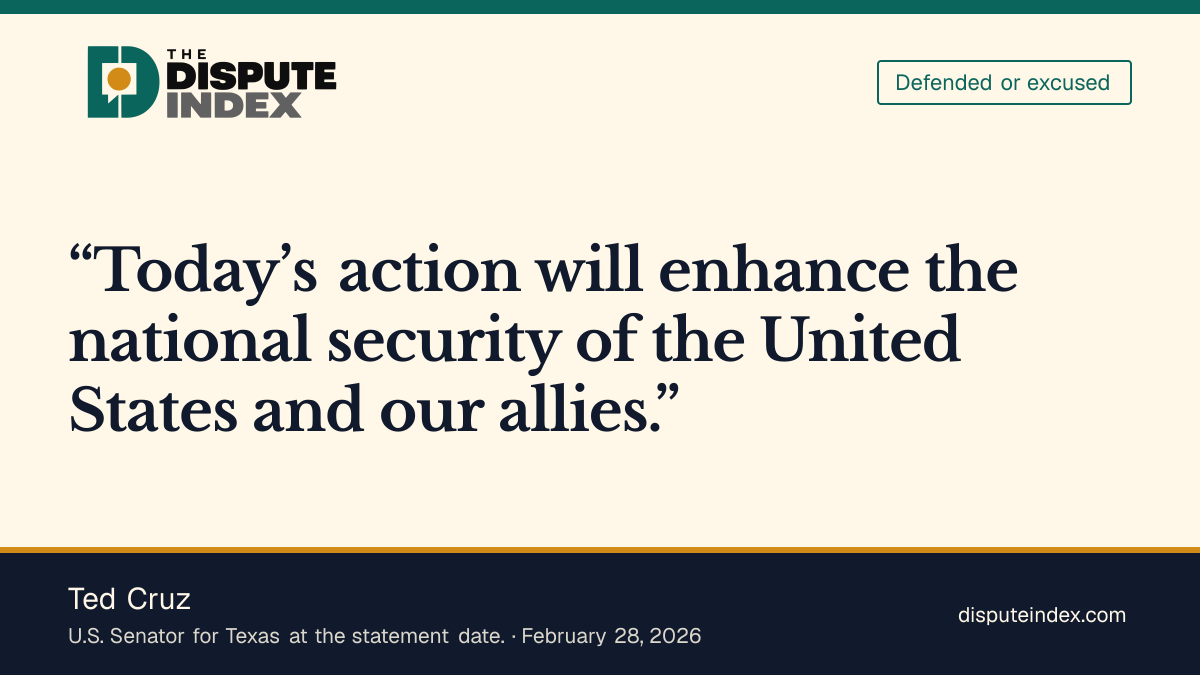 Quote card: Ted Cruz, Ted Cruz on the Iran war